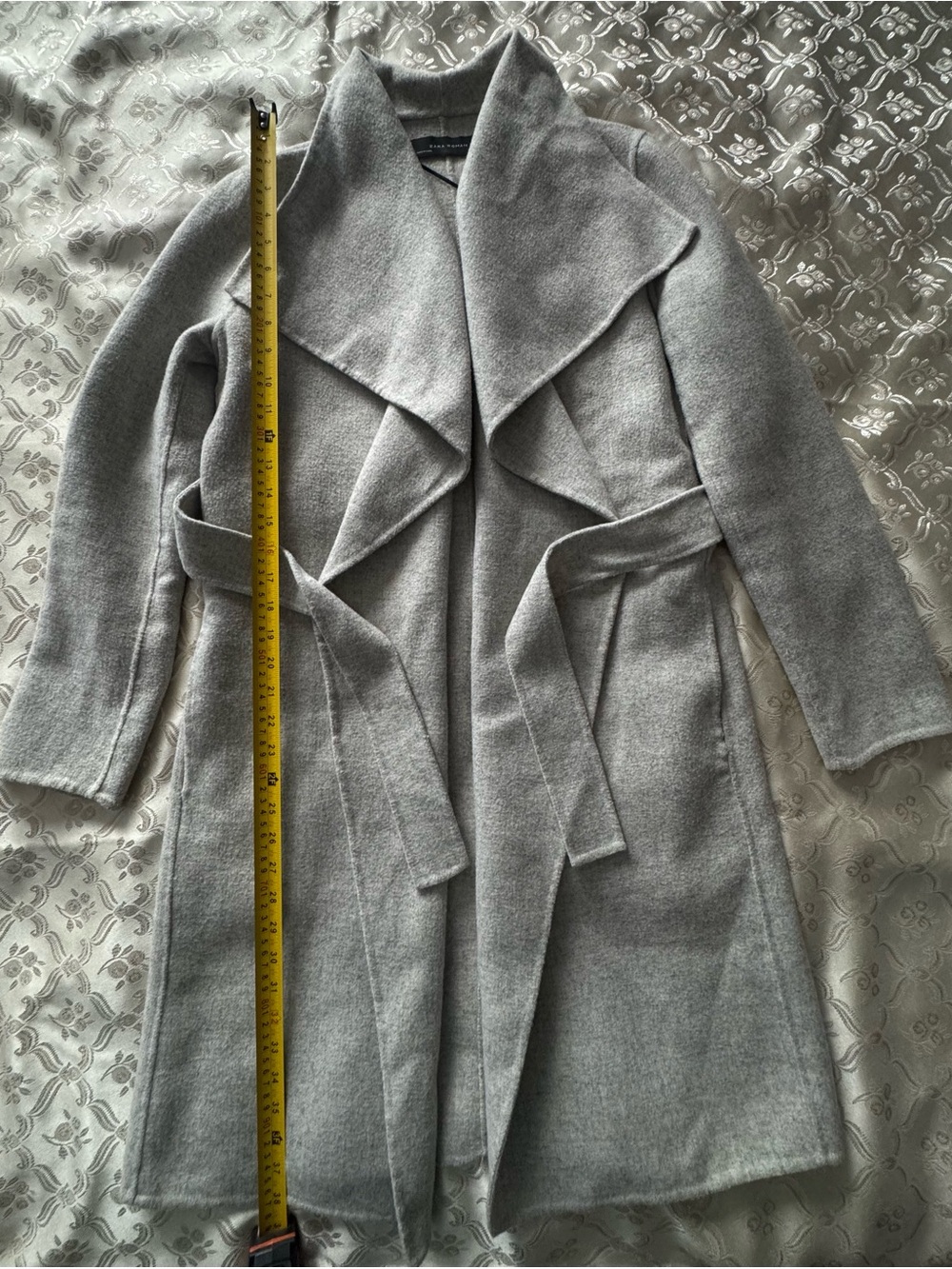 Zara Woman Hand Made Grey Wool Blend Waterfall Wrap Coat XS fit S - Picture 13 of 13